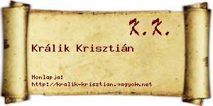 Králik Krisztián névjegykártya